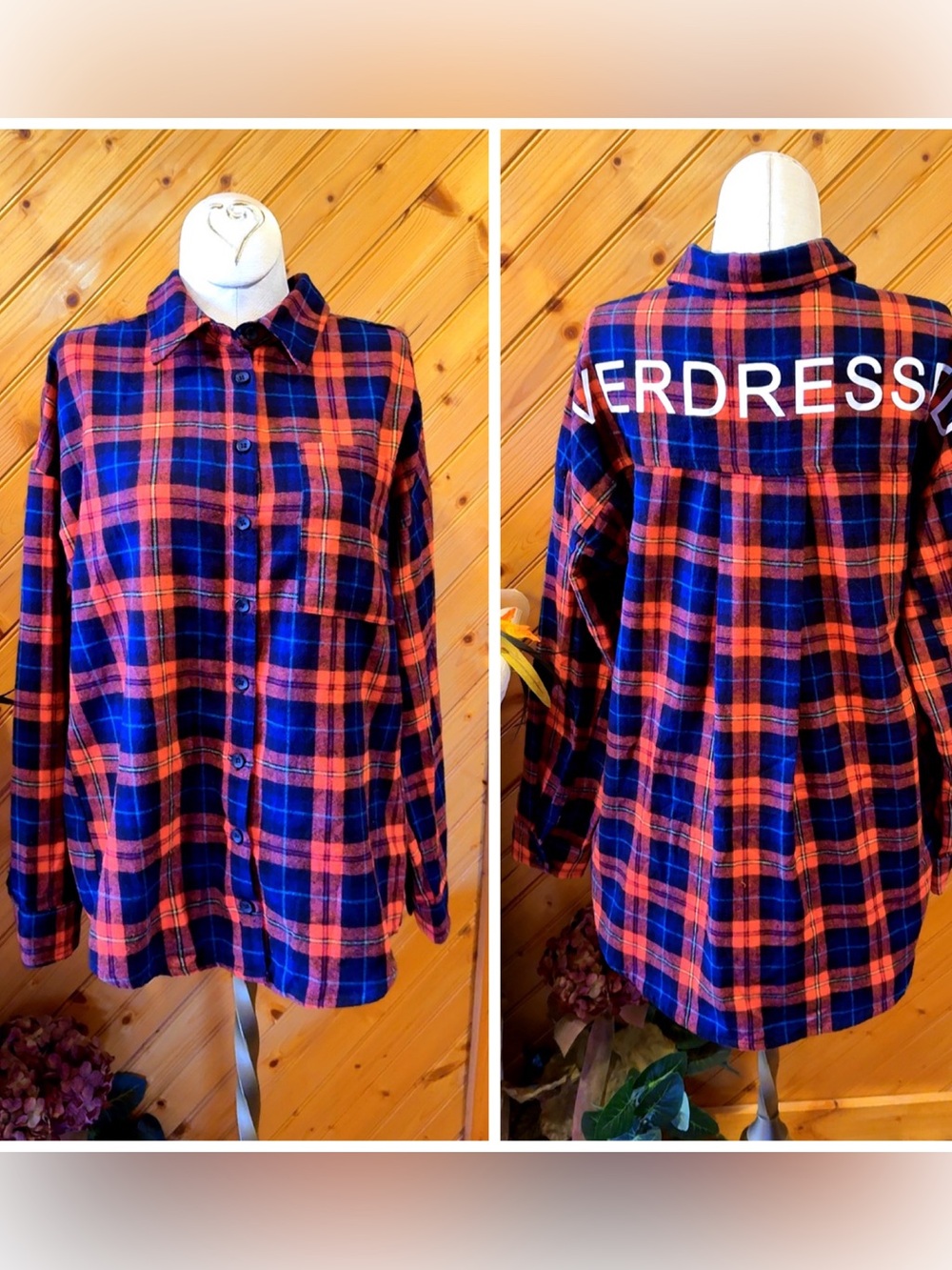 Fashion Nova Overdressed Plaid Oversized Flannel Shirt